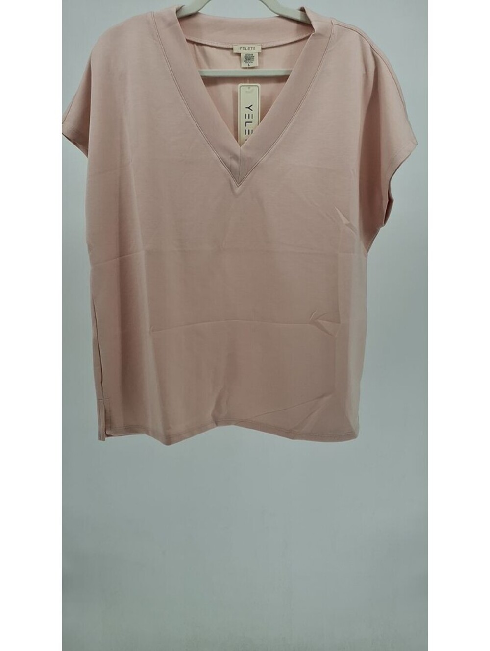 Yelete Modal Suba Short Sleeve V-Neck Top-Peach